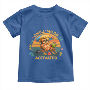 Chill Mode Activated Toddler T Shirt Funny Sloth Summer Beach Vibes TS12 Royal Blue Print Your Wear