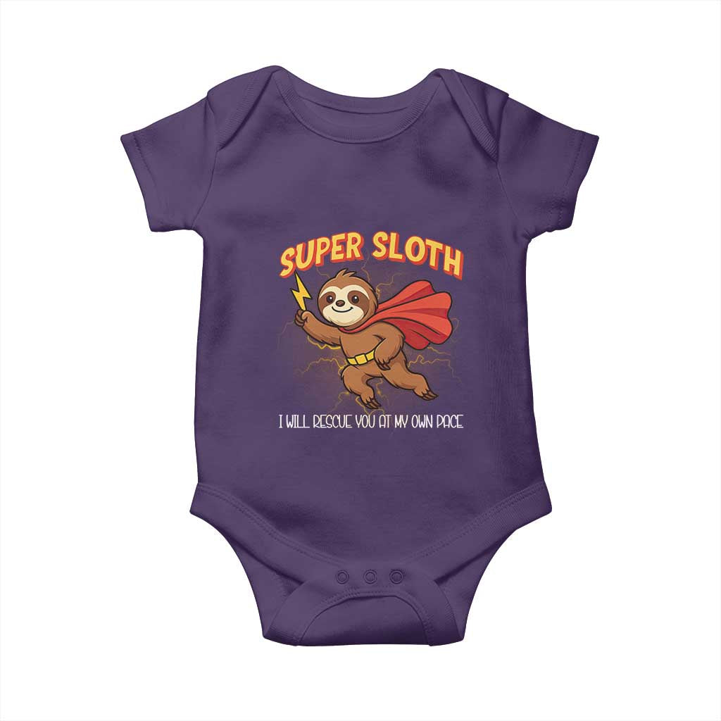 Funny Super Sloth I Will Rescue You At My Own Pace Gift Baby Onesie TS12 Purple Print Your Wear