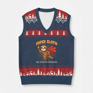 Funny Super Sloth I Will Rescue You At My Own Pace Gift V-Neck Knit Sweater Vest TS12 Navy Red Print Your Wear