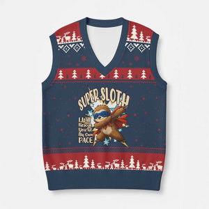 Super Sloth I Will Rescue You V-Neck Knit Sweater Vest Funny Sloth Lover Gift TS12 Navy Red Print Your Wear
