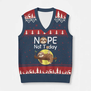 Nope Not Today V-Neck Knit Sweater Vest Funny Sloth Lover Gift TS12 Navy Red Print Your Wear