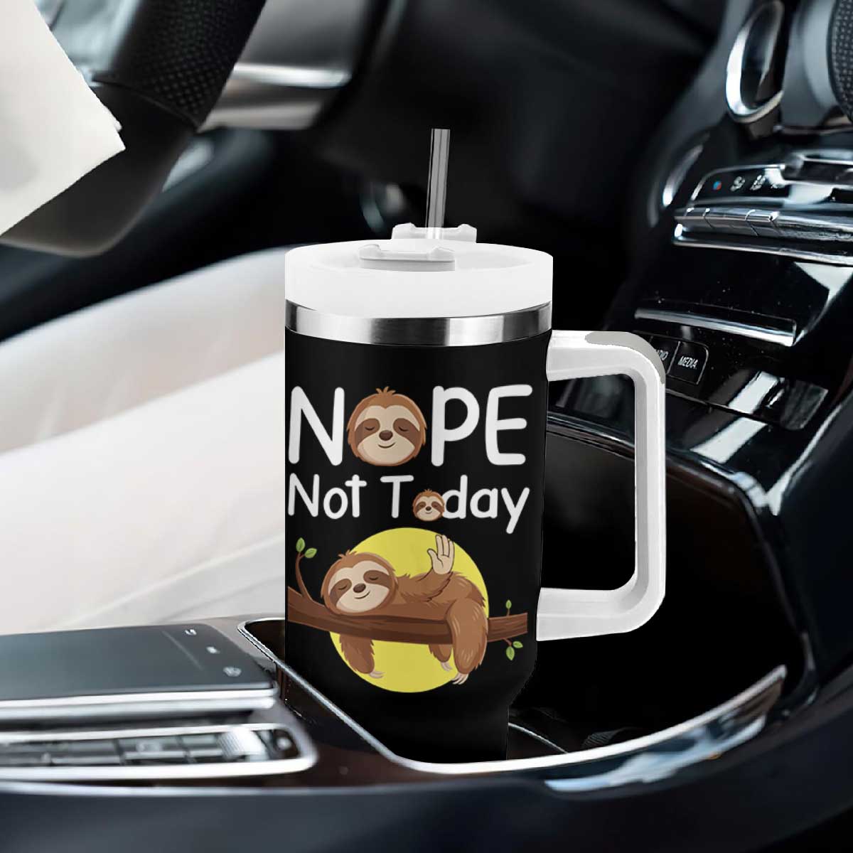 Nope Not Today Tumbler With Handle Funny Sloth Lover Gift TS12 Print Your Wear