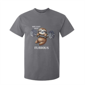 Funny Gym Sloth T Shirt For Kid Not Fast Just Furious TS12 Charcoal Print Your Wear
