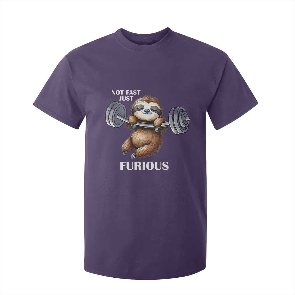 Funny Gym Sloth T Shirt For Kid Not Fast Just Furious TS12 Purple Print Your Wear