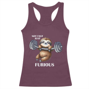 Funny Gym Sloth Racerback Tank Top Not Fast Just Furious TS12 Maroon Print Your Wear