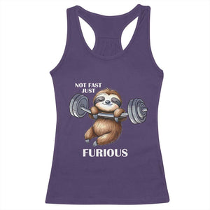 Funny Gym Sloth Racerback Tank Top Not Fast Just Furious TS12 Purple Print Your Wear