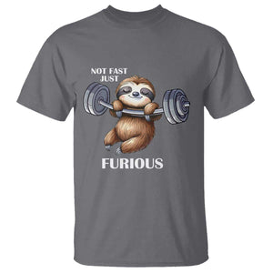 Funny Gym Sloth T Shirt Not Fast Just Furious TS12 Charcoal Print Your Wear