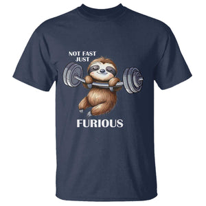 Funny Gym Sloth T Shirt Not Fast Just Furious TS12 Navy Print Your Wear
