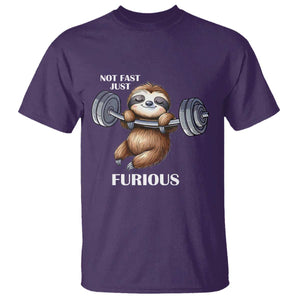 Funny Gym Sloth T Shirt Not Fast Just Furious TS12 Purple Print Your Wear