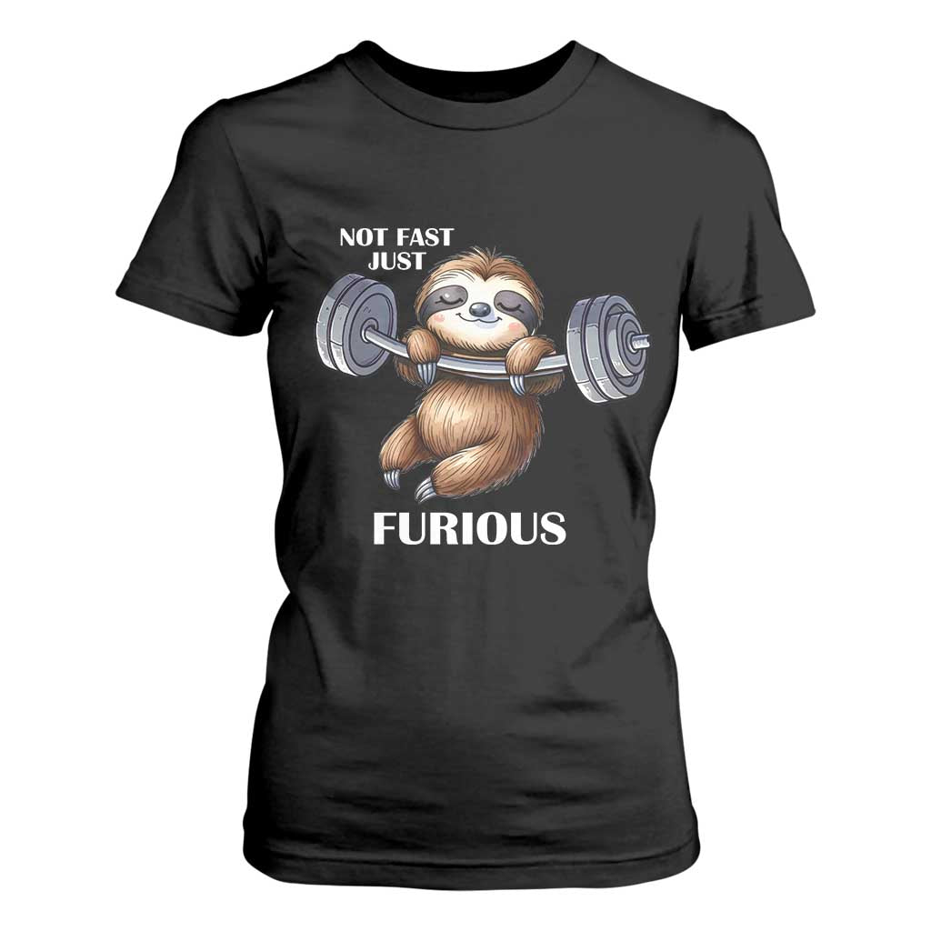 Funny Gym Sloth T Shirt For Women Not Fast Just Furious TS12 Black Print Your Wear