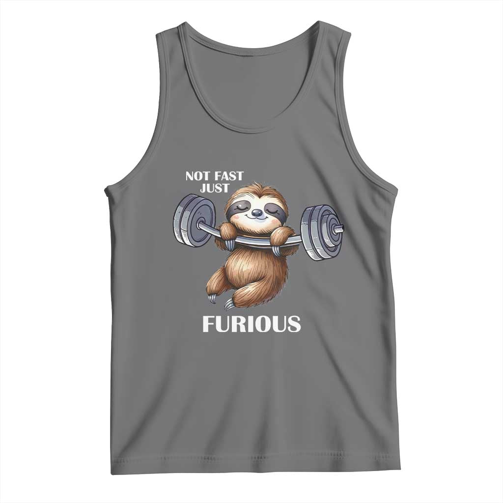 Funny Gym Sloth Tank Top Not Fast Just Furious TS12 Black Heather Print Your Wear