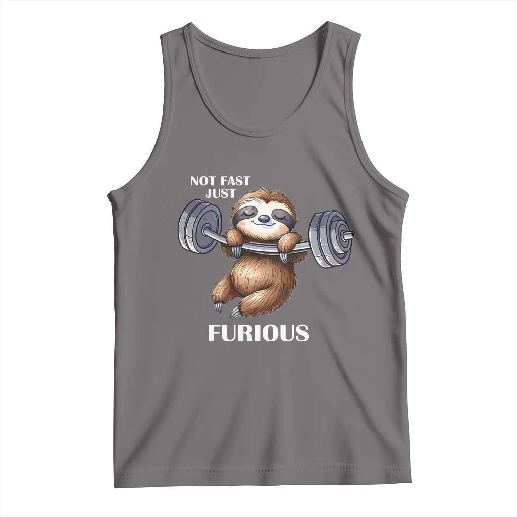 Funny Gym Sloth Tank Top Not Fast Just Furious TS12 Deep Heather Print Your Wear