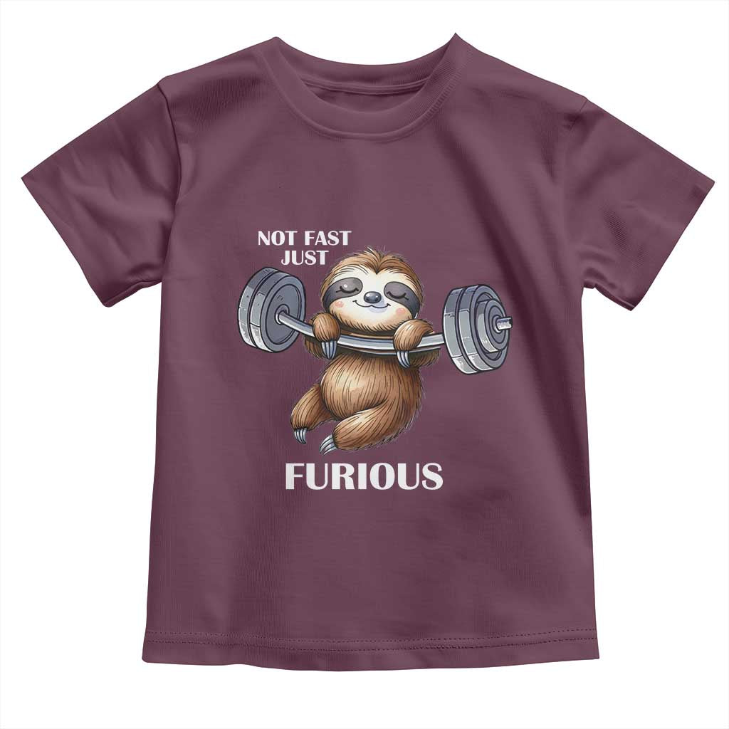 Funny Gym Sloth Toddler T Shirt Not Fast Just Furious TS12 Maroon Print Your Wear