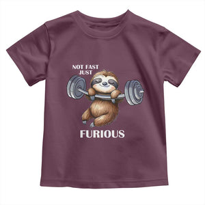 Funny Gym Sloth Toddler T Shirt Not Fast Just Furious TS12 Maroon Print Your Wear