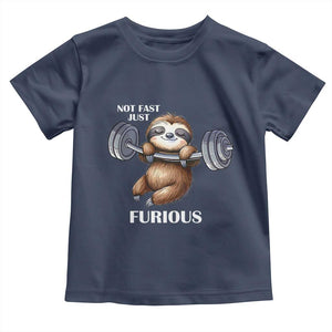 Funny Gym Sloth Toddler T Shirt Not Fast Just Furious TS12 Navy Print Your Wear
