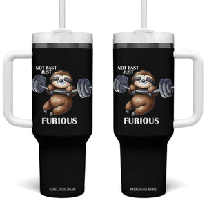 Funny Gym Sloth Tumbler With Handle Not Fast Just Furious TS12 One Size: 40 oz Black Print Your Wear