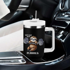 Funny Gym Sloth Tumbler With Handle Not Fast Just Furious TS12 Print Your Wear