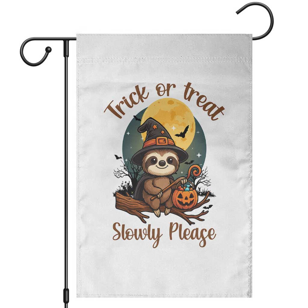 Funny Halloween Sloth Garden Flag Trick Or Treat Slowly Please TS12 White Print Your Wear