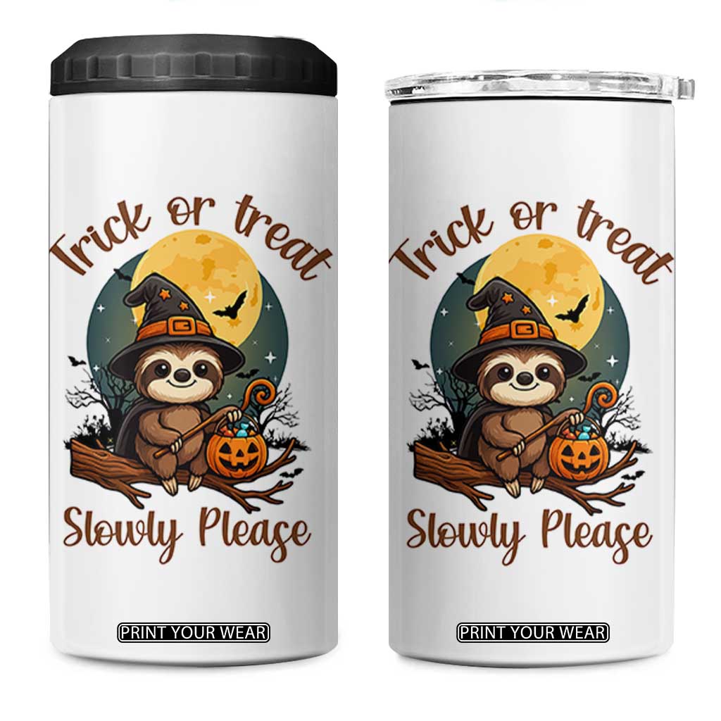 Funny Halloween Sloth 4 in 1 Can Cooler Tumbler Trick Or Treat Slowly Please TS12 One Size: 16 oz White Print Your Wear