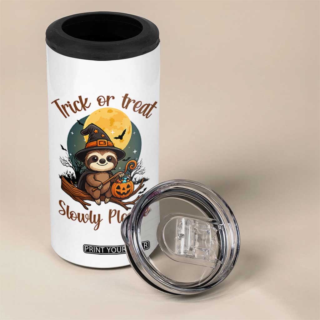 Funny Halloween Sloth 4 in 1 Can Cooler Tumbler Trick Or Treat Slowly Please TS12 Print Your Wear