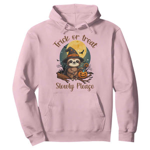 Funny Halloween Sloth Hoodie Trick Or Treat Slowly Please TS12 Light Pink Print Your Wear
