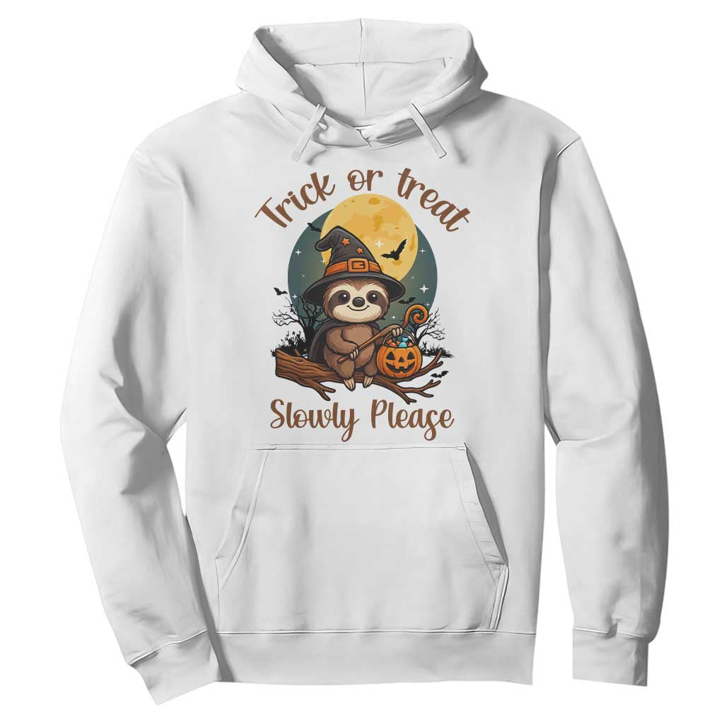 Funny Halloween Sloth Hoodie Trick Or Treat Slowly Please TS12 White Print Your Wear