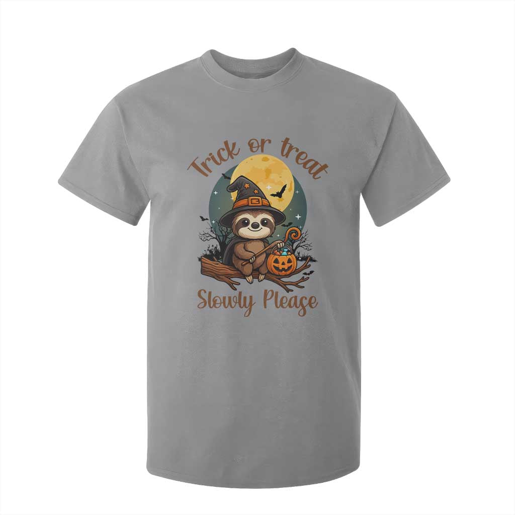 Funny Halloween Sloth T Shirt For Kid Trick Or Treat Slowly Please TS12 Sport Gray Print Your Wear