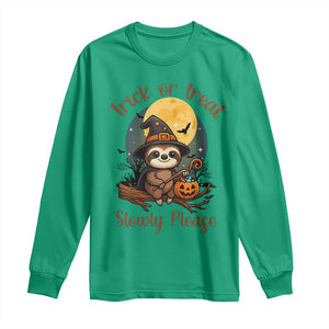 Funny Halloween Sloth Long Sleeve Shirt Trick Or Treat Slowly Please TS12 Irish Green Print Your Wear