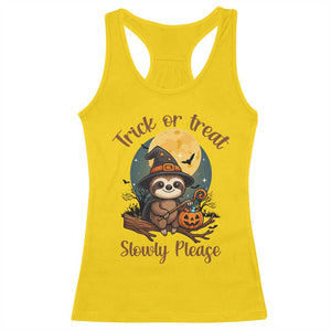 Funny Halloween Sloth Racerback Tank Top Trick Or Treat Slowly Please TS12 Daisy Print Your Wear