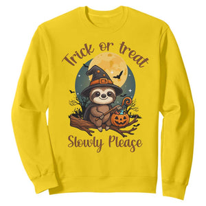 Funny Halloween Sloth Sweatshirt Trick Or Treat Slowly Please TS12 Daisy Print Your Wear