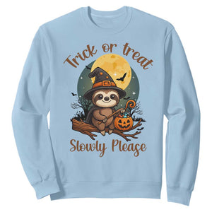 Funny Halloween Sloth Sweatshirt Trick Or Treat Slowly Please TS12 Light Blue Print Your Wear