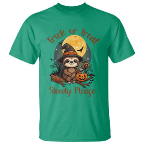 Funny Halloween Sloth T Shirt Trick Or Treat Slowly Please TS12 Irish Green Print Your Wear