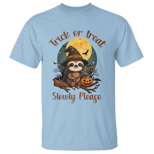 Funny Halloween Sloth T Shirt Trick Or Treat Slowly Please TS12 Light Blue Print Your Wear