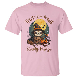 Funny Halloween Sloth T Shirt Trick Or Treat Slowly Please TS12 Light Pink Print Your Wear