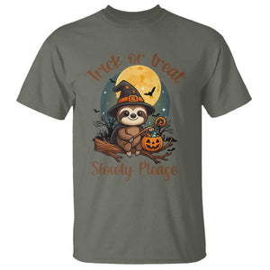 Funny Halloween Sloth T Shirt Trick Or Treat Slowly Please TS12 Military Green Print Your Wear