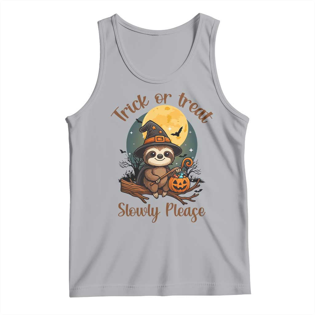 Funny Halloween Sloth Tank Top Trick Or Treat Slowly Please TS12 Athletic Heather Print Your Wear