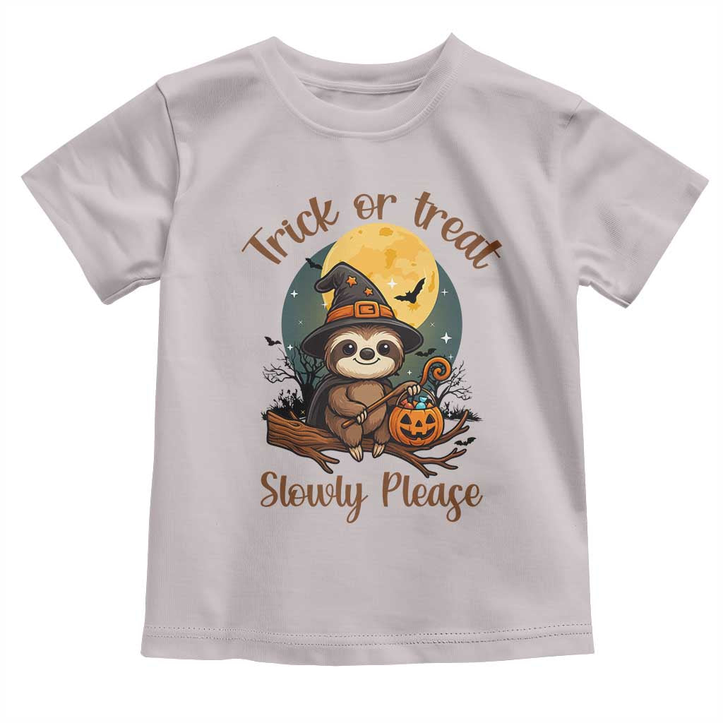 Funny Halloween Sloth Toddler T Shirt Trick Or Treat Slowly Please TS12 Ice Gray Print Your Wear
