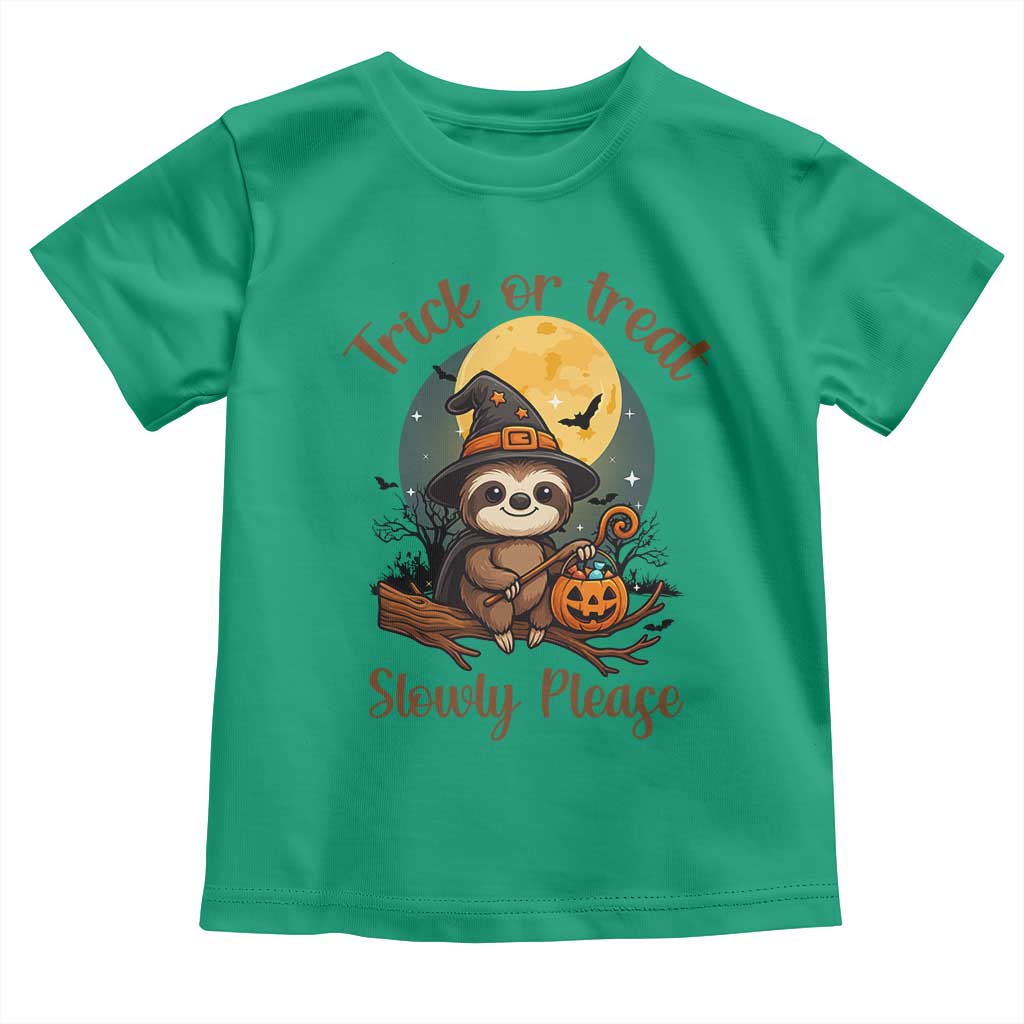 Funny Halloween Sloth Toddler T Shirt Trick Or Treat Slowly Please TS12 Irish Green Print Your Wear