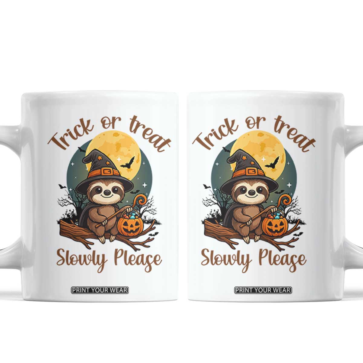 Funny Halloween Sloth Coffee Mug Trick Or Treat Slowly Please TS12 White Print Your Wear