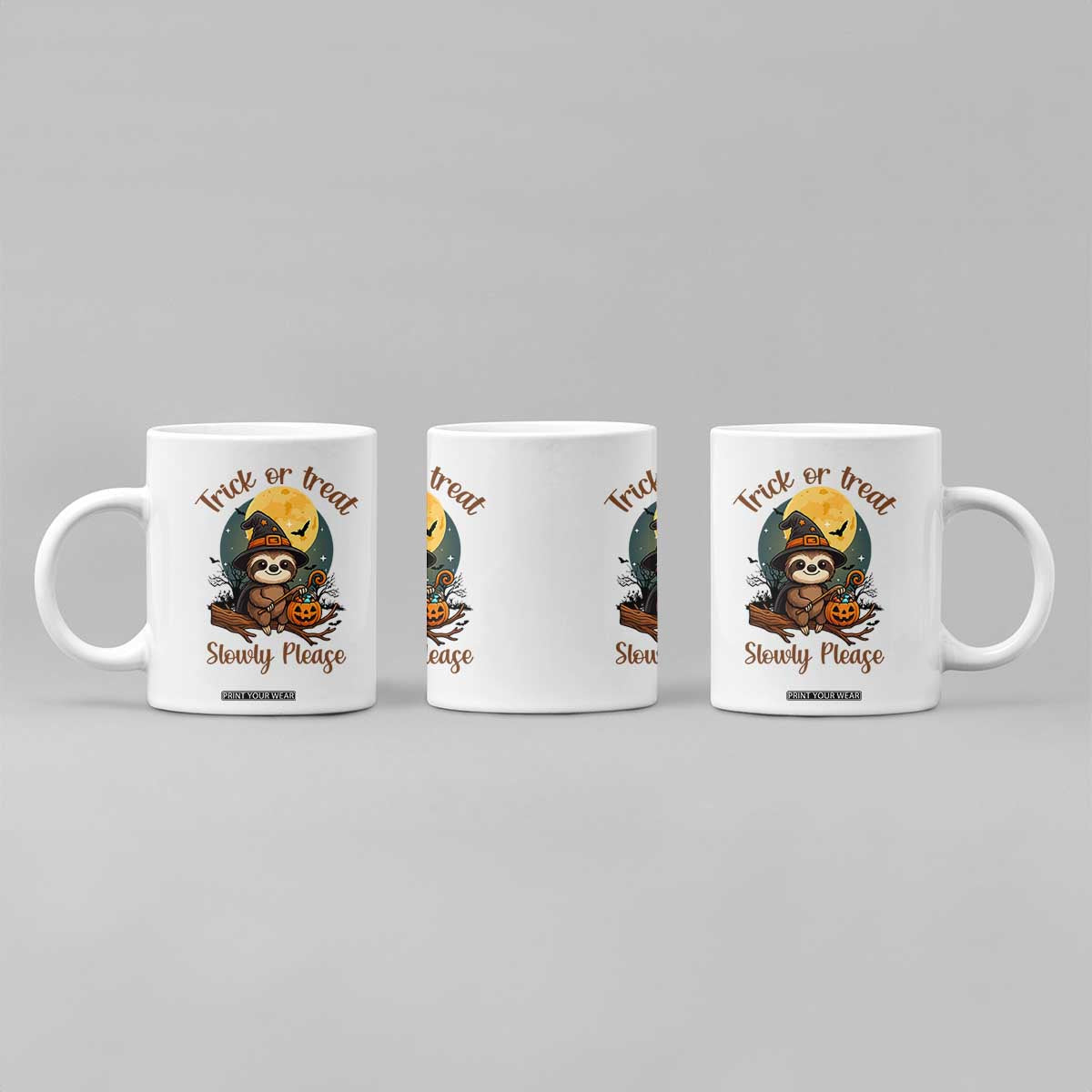 Funny Halloween Sloth Coffee Mug Trick Or Treat Slowly Please TS12 Print Your Wear