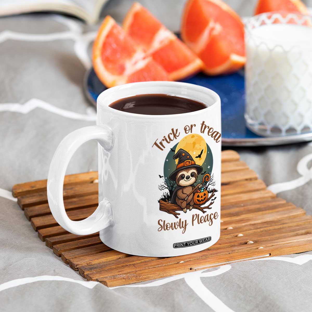 Funny Halloween Sloth Coffee Mug Trick Or Treat Slowly Please TS12 Print Your Wear