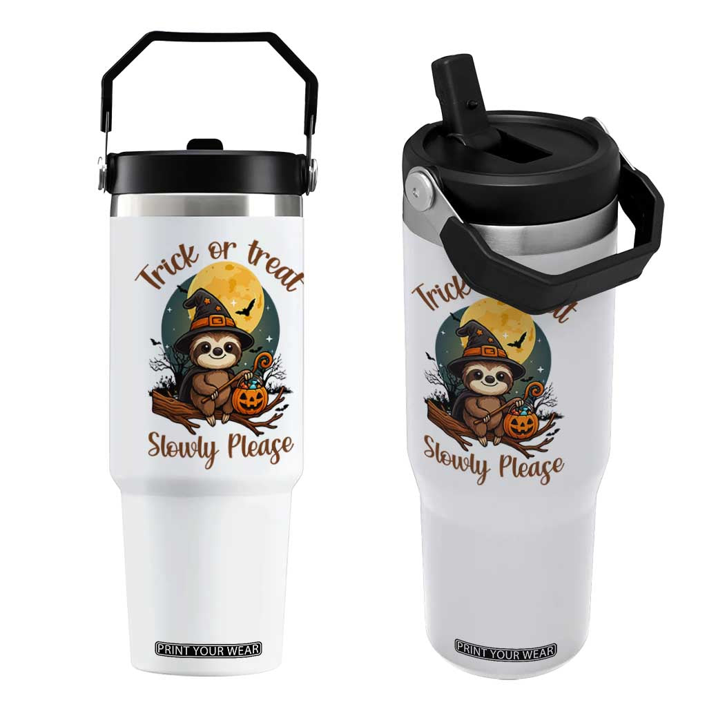 Funny Halloween Sloth Flip Straw Tumbler Trick Or Treat Slowly Please TS12 One Size: 30 oz White Print Your Wear