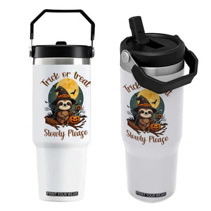 Funny Halloween Sloth Flip Straw Tumbler Trick Or Treat Slowly Please TS12 One Size: 30 oz White Print Your Wear