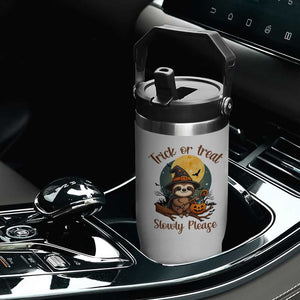Funny Halloween Sloth Flip Straw Tumbler Trick Or Treat Slowly Please TS12 Print Your Wear