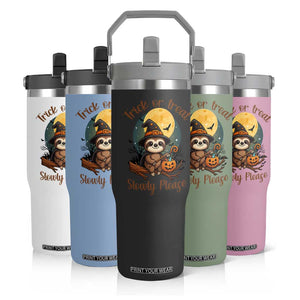 Funny Halloween Sloth Flip Straw Tumbler Trick Or Treat Slowly Please TS12 Print Your Wear