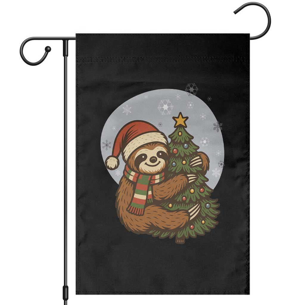 Funny Xmas Garden Flag Slothin Around The Christmas Tree TS12 Black Print Your Wear