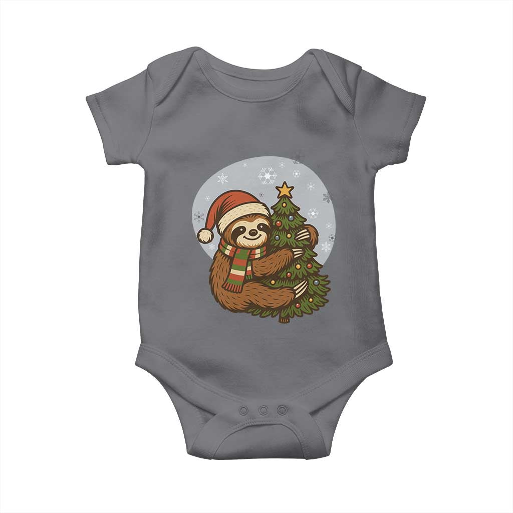 Funny Xmas Baby Onesie Slothin Around The Christmas Tree TS12 Charcoal Print Your Wear