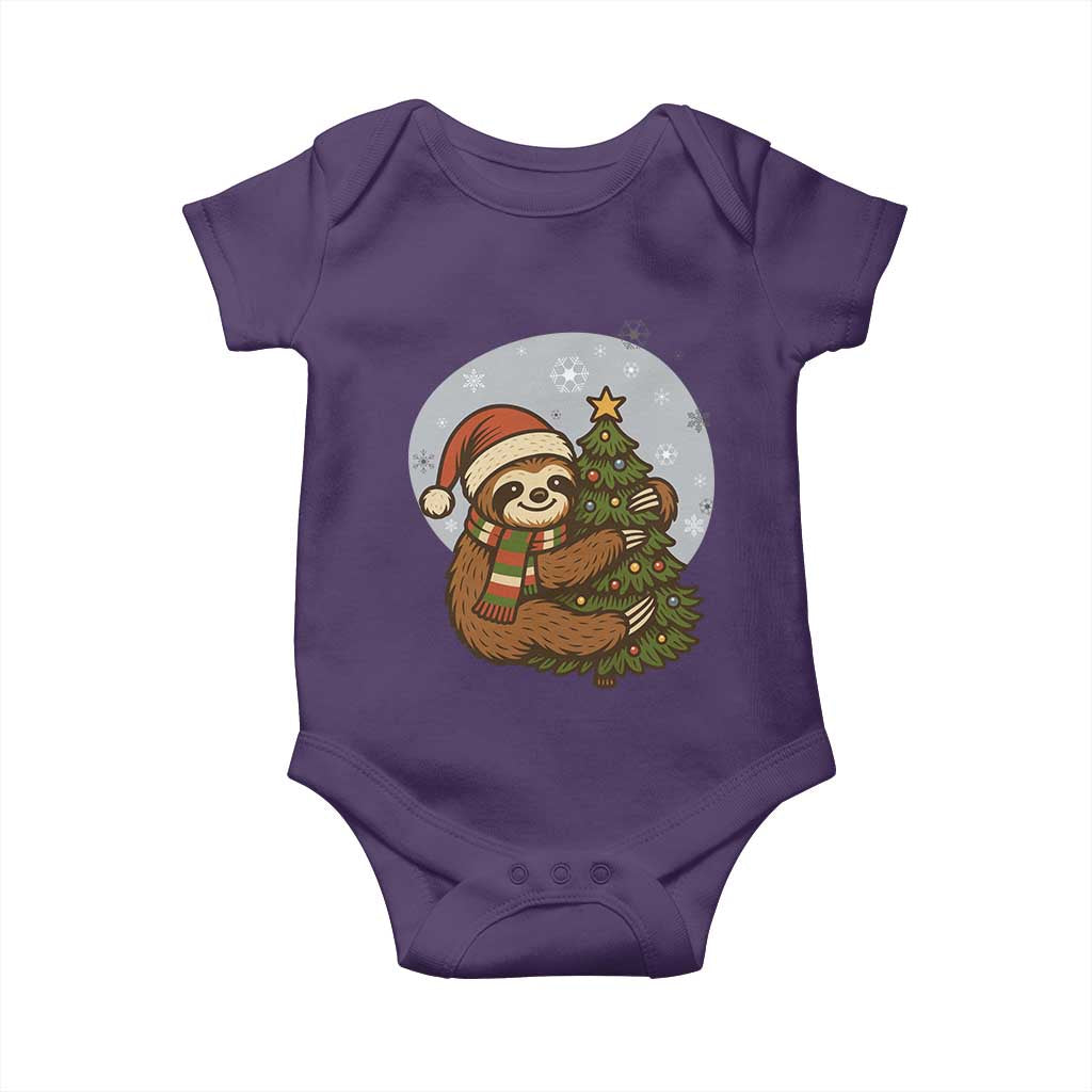 Funny Xmas Baby Onesie Slothin Around The Christmas Tree TS12 Purple Print Your Wear