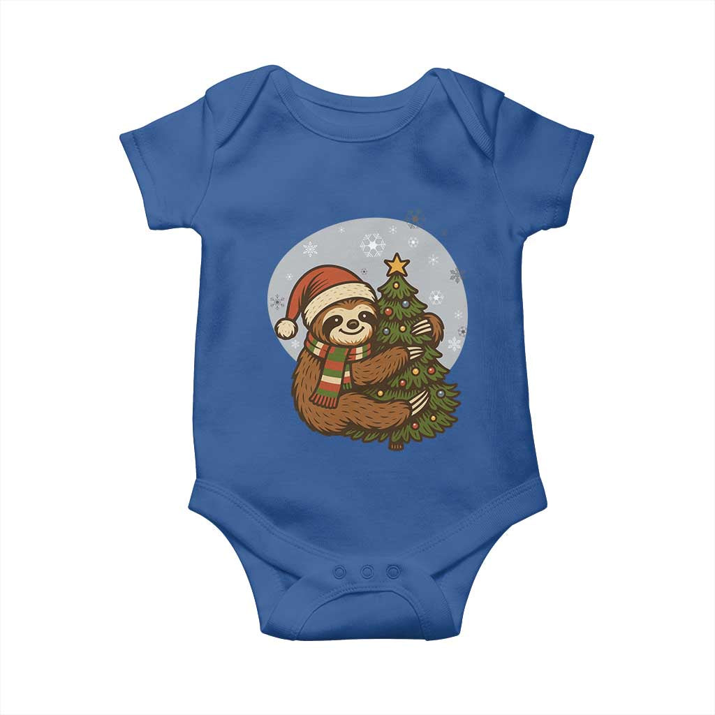 Funny Xmas Baby Onesie Slothin Around The Christmas Tree TS12 Royal Blue Print Your Wear