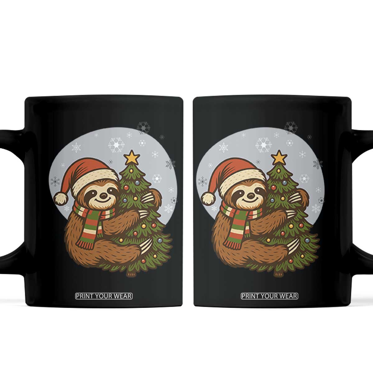 Funny Xmas Coffee Mug Slothin Around The Christmas Tree TS12 Black Print Your Wear
